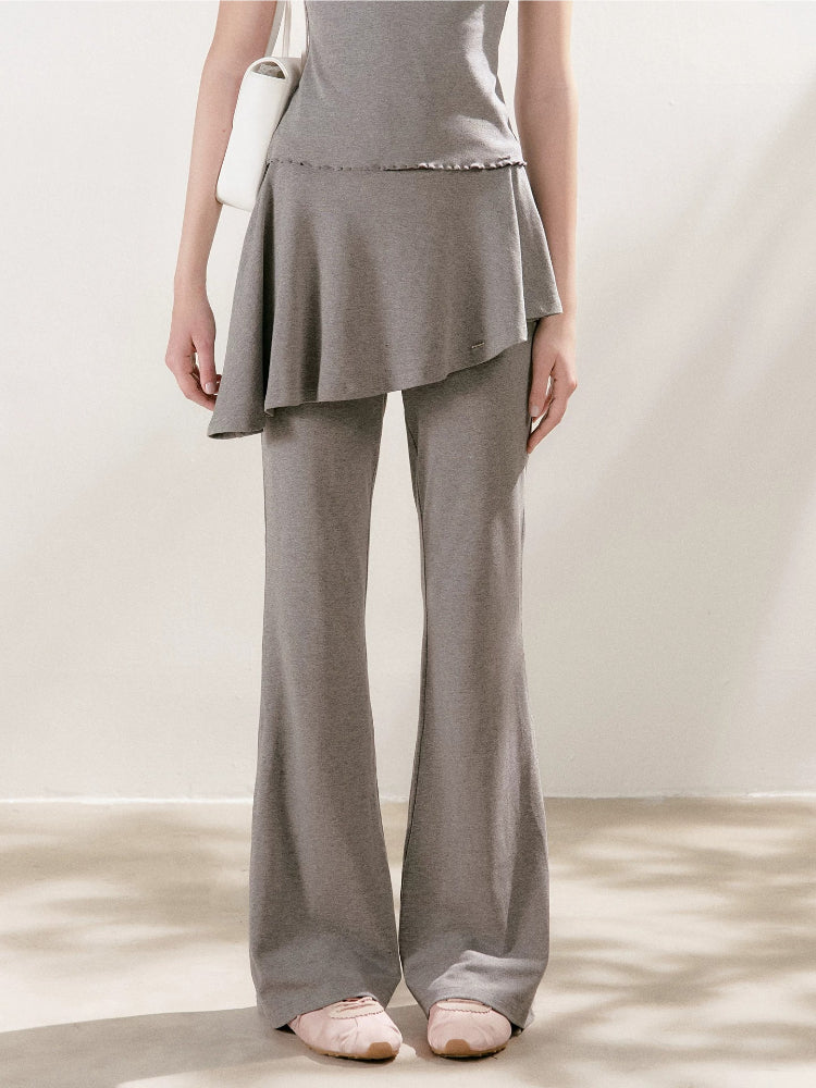Lace U-Neck Fitted T-Shirt &amp; Pants Set
