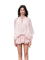 Textured Rope Lantern Sleeve Dress