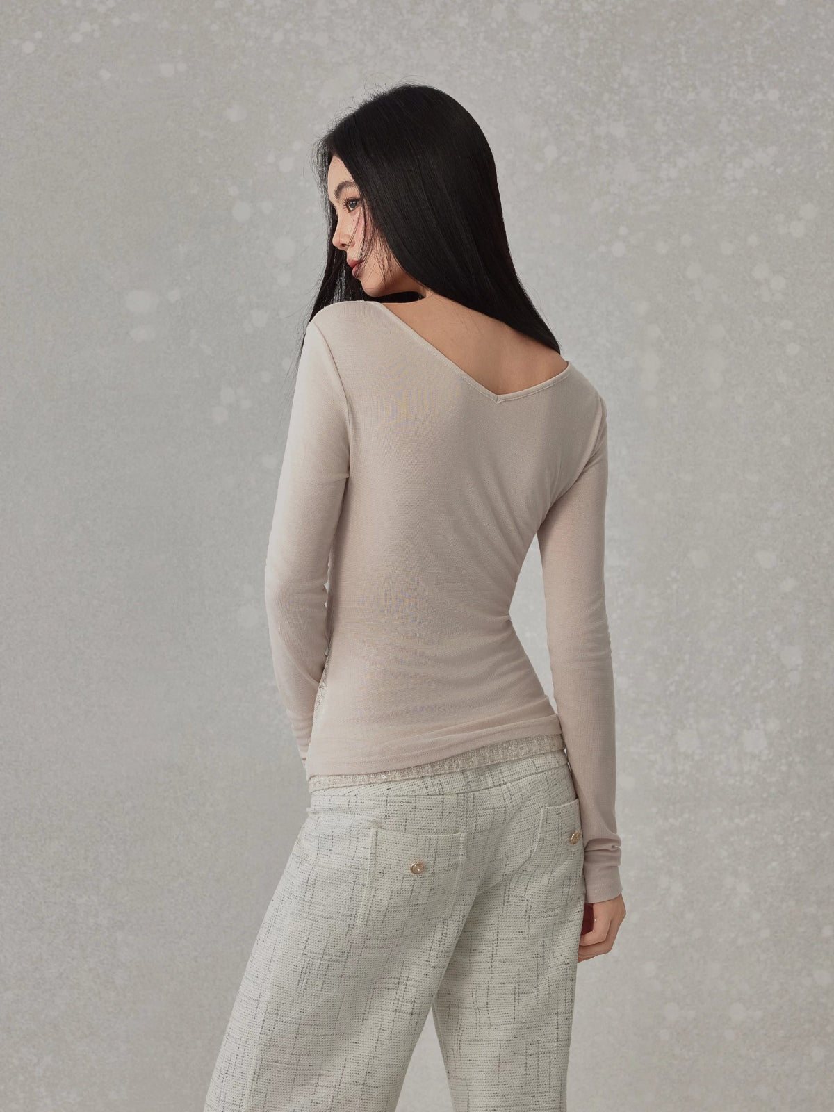 Lace Twist Long Sleeve Top