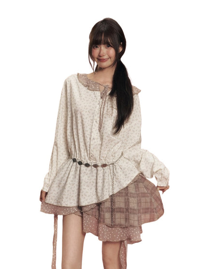 Patchwork Floral Plaid Dress