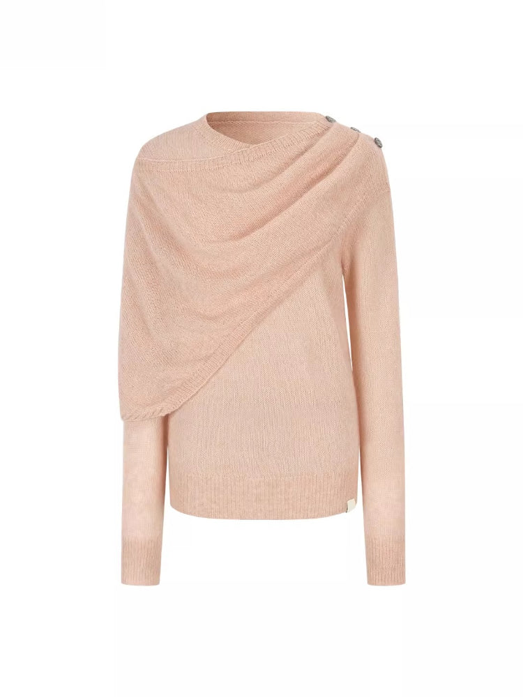 Asymmetrical Shawl Knit Sweater