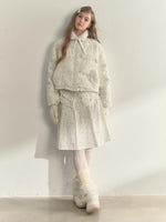 Floral Corduroy Down Jacket & Skirt Set