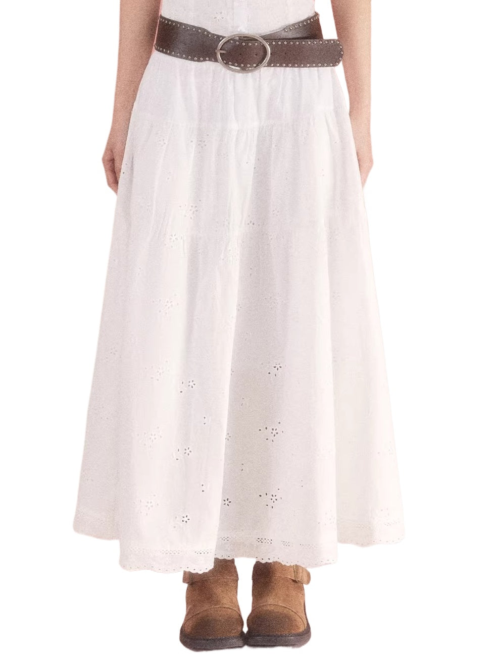 White Jacquard A-line Skirt