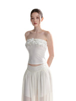 Floral Appliqué Bustier & Mesh Pants Set