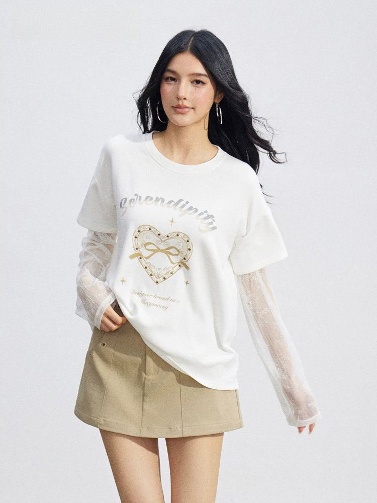 Lace Splice Print Tee