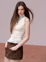 High Neck Sleeveless Knit Top