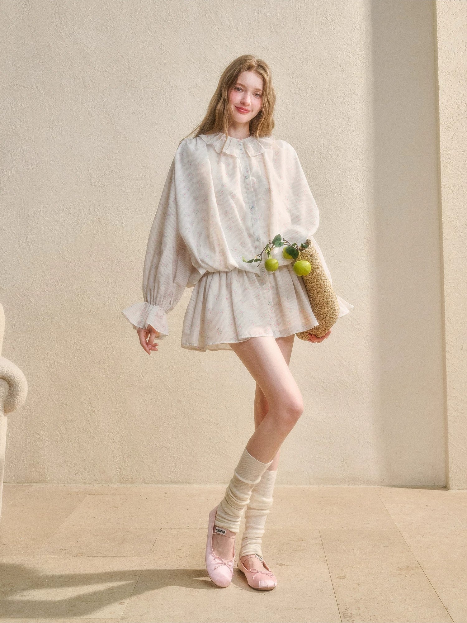Ruffle Floral Shirt Dress