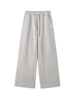 Gradient Rhinestone Cotton Knit Wide-Leg Pants