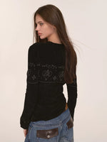 Heart Pattern Velvet Knit Sweater