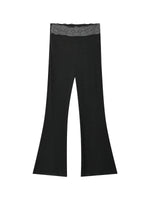 Lace Waist Soft Knit Flared Pants