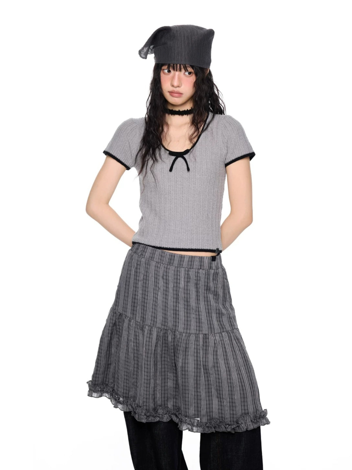 Bow Knit Short Sleeve Top