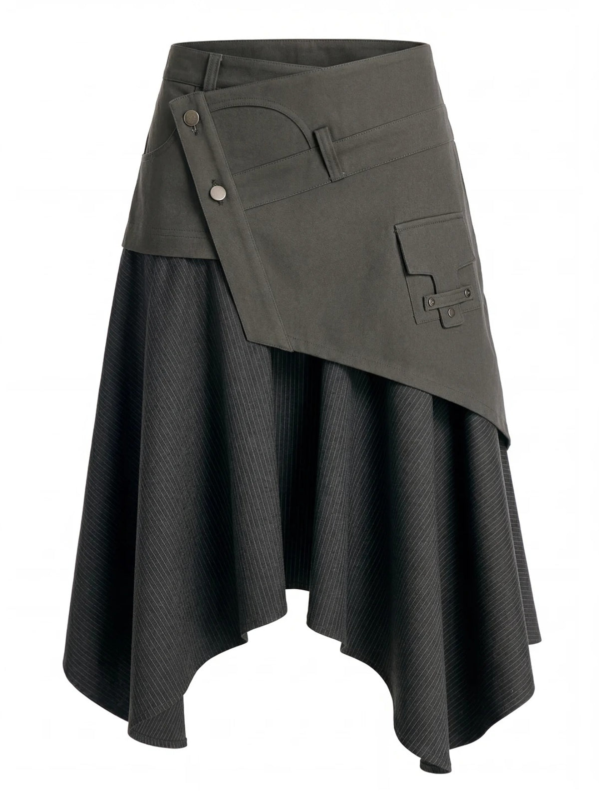Vintage Asymmetric Cargo Midi Skirt