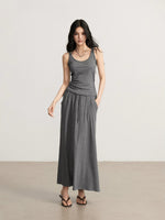 Gray & Beige Modal Tank & Skirt Set