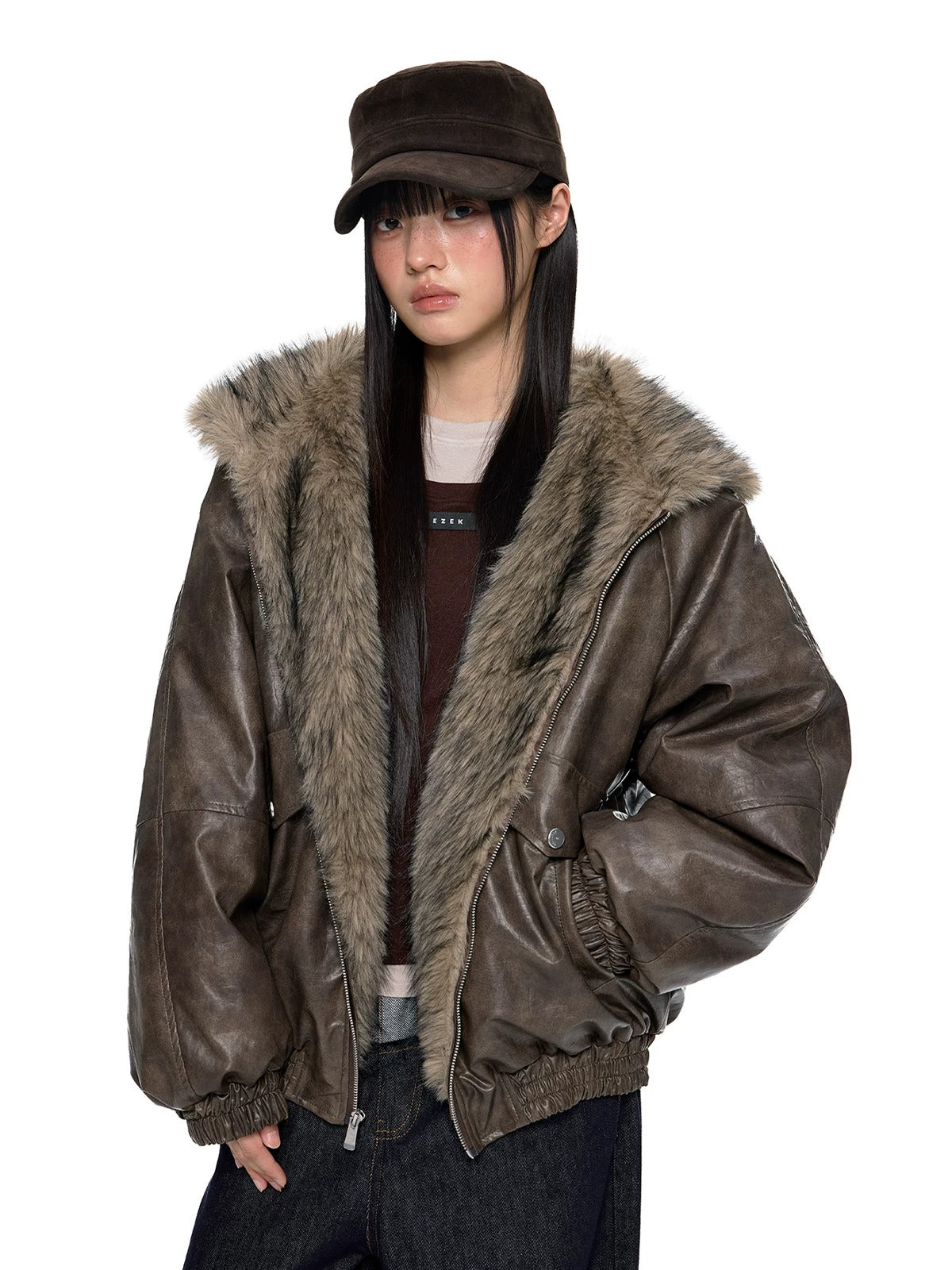 Fur Hood Pocket Puffer Jacket
