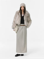 White Birch Fur Collar Leather Coat
