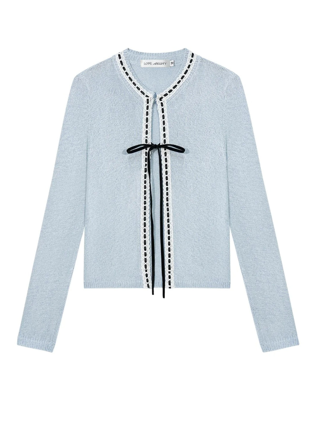 French Bow Trim Knit Cardigan