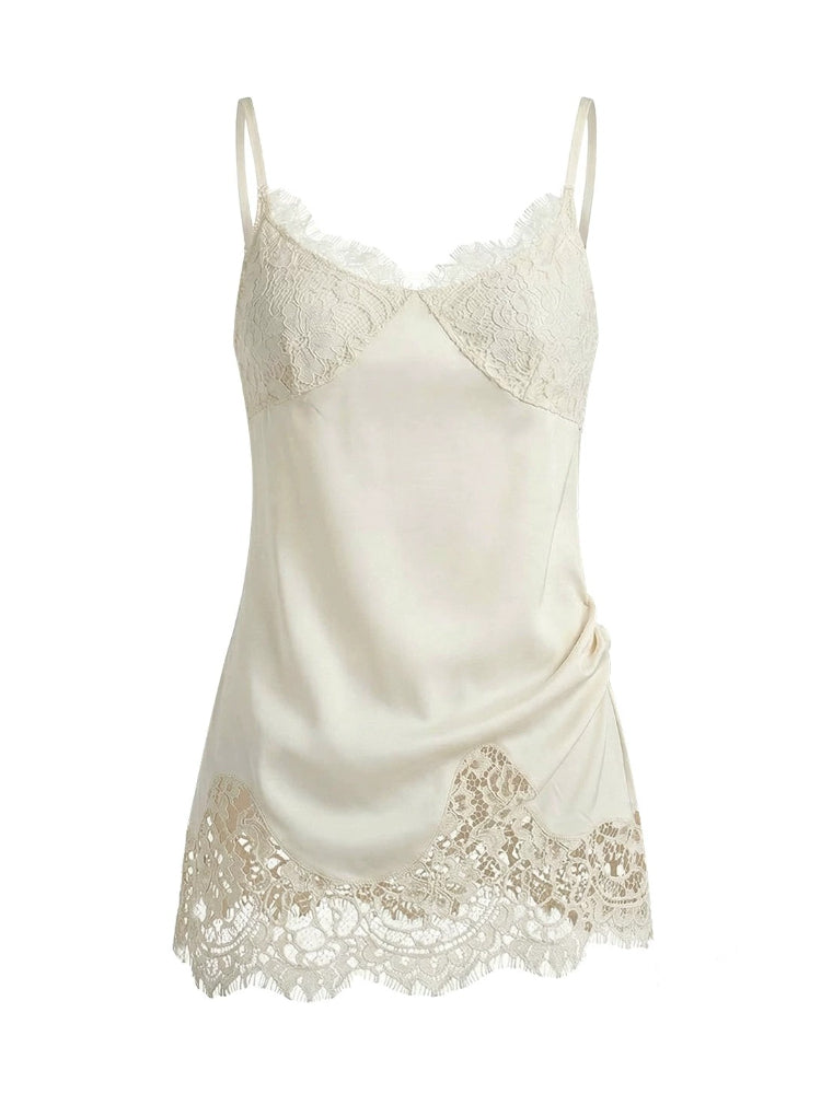 Lace Trim Silk Camisole