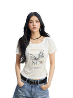 Butterfly Ruched Slim Tee