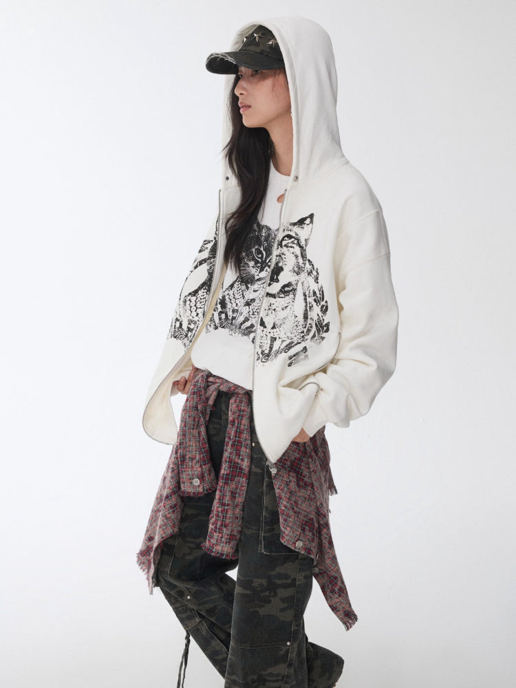 Washed Plaid Frayed-Edge Fitted Shirt