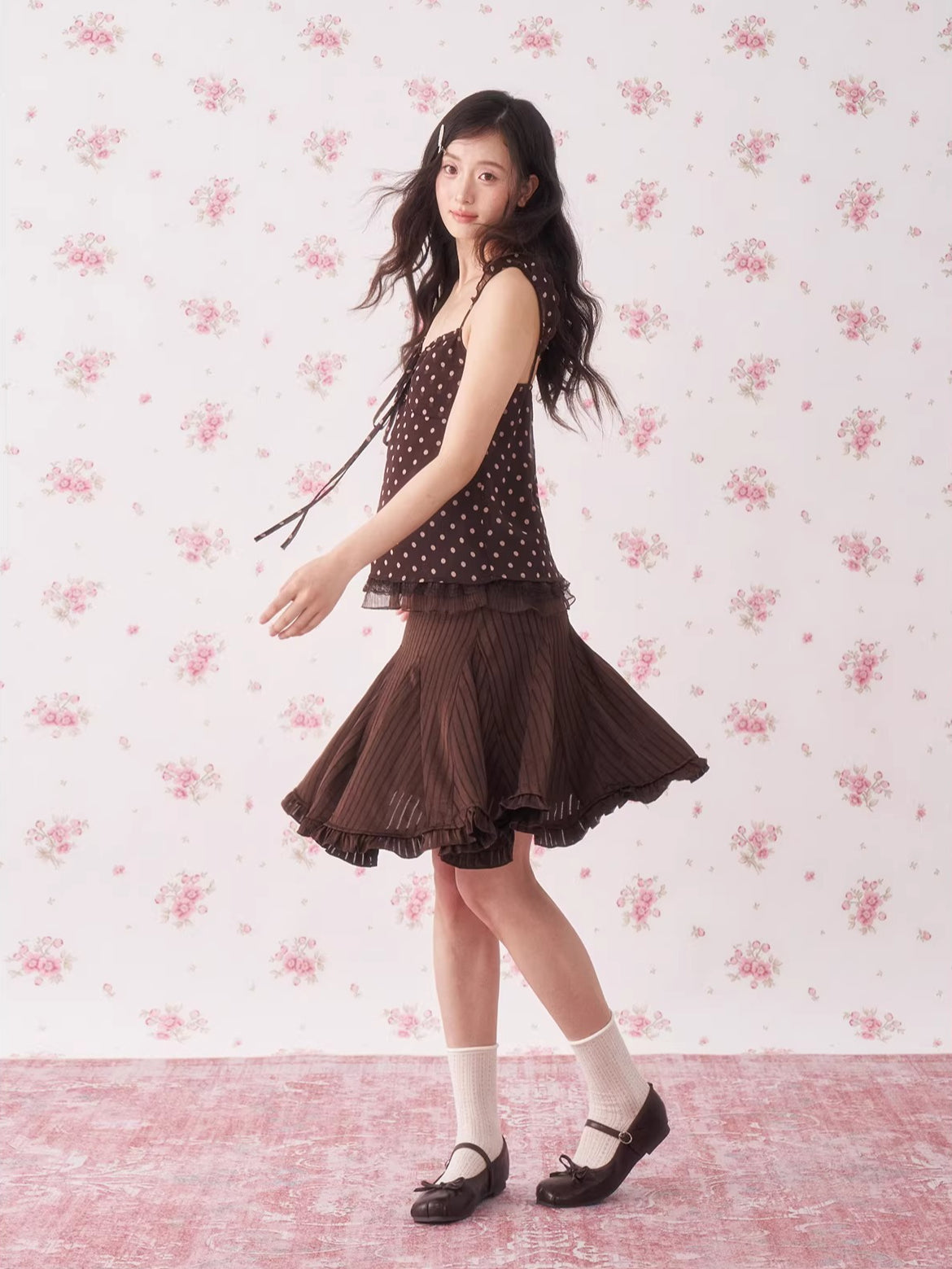 Brown Asymmetric Brown Skirt