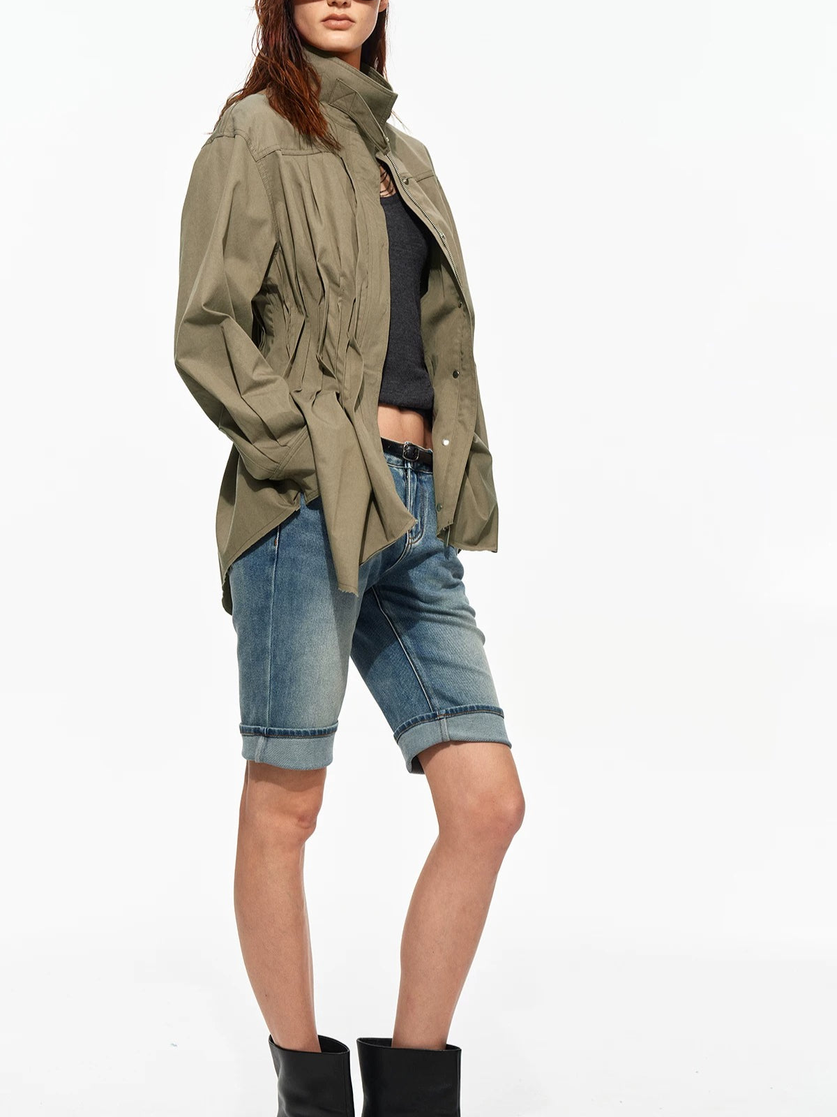 Pleated Waist Utility Jacket