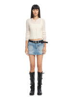 Alpaca Mohair Slim Fit Hollow-out Knit Top