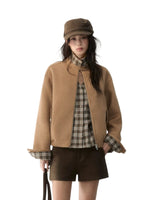 Layered Plaid Wool Blend Jacket