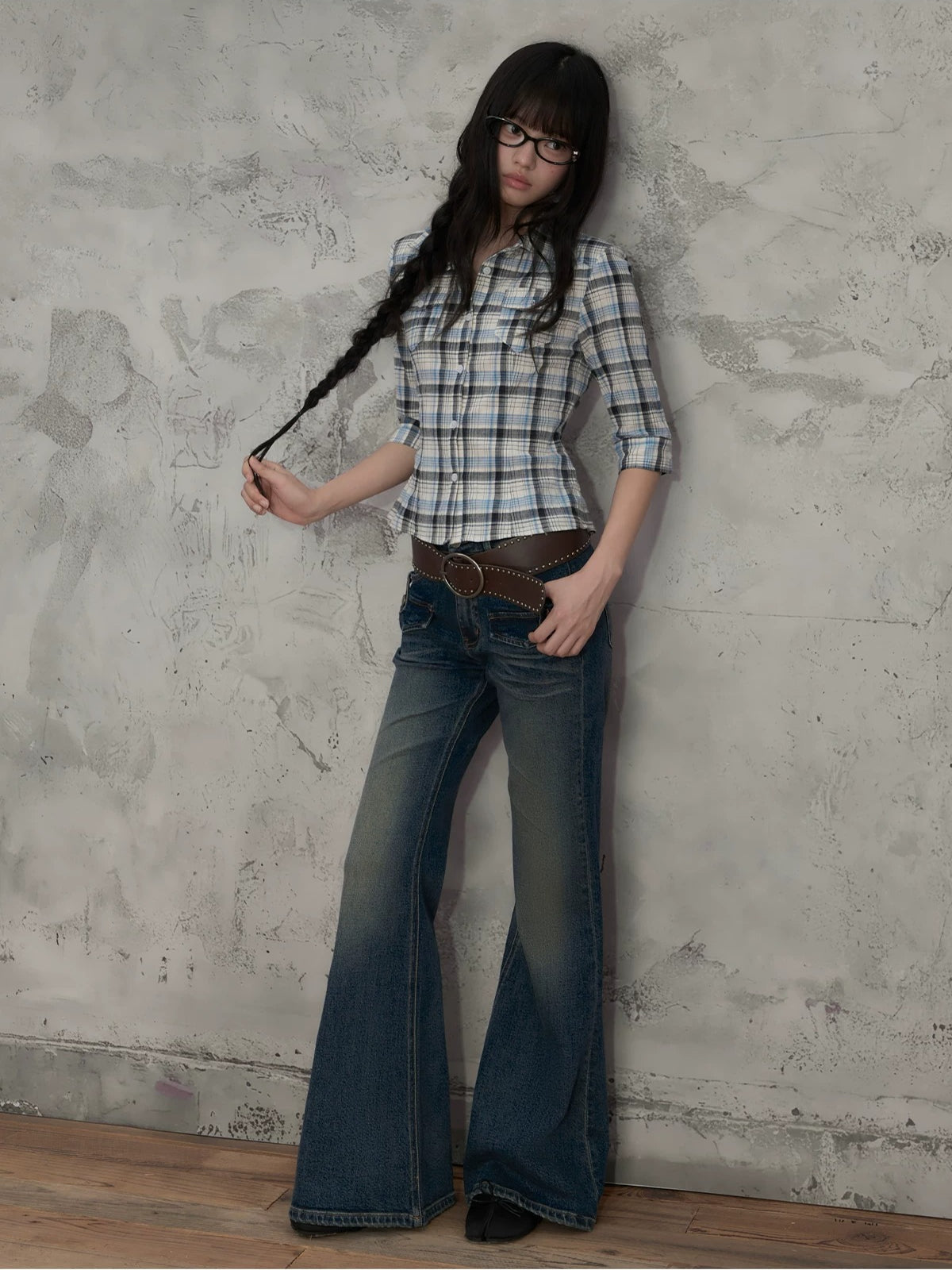 Plaid Ruched Shirt