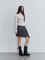 Pleated Buckle Mini Skirt