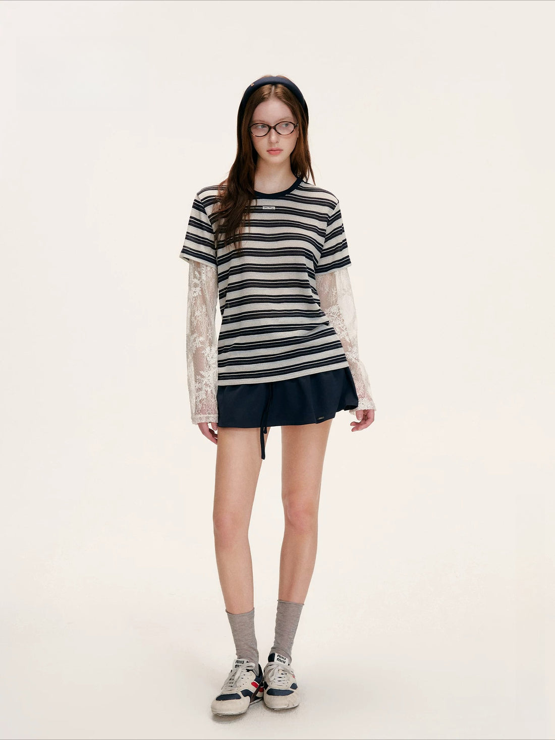 Linen Stripe Lace Top