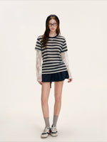 Linen Stripe Lace Top