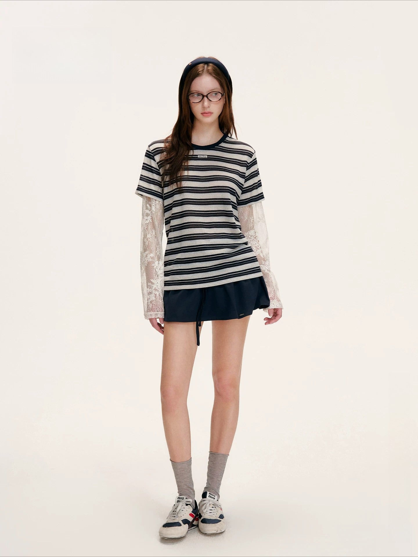 Linen Stripe Lace Top