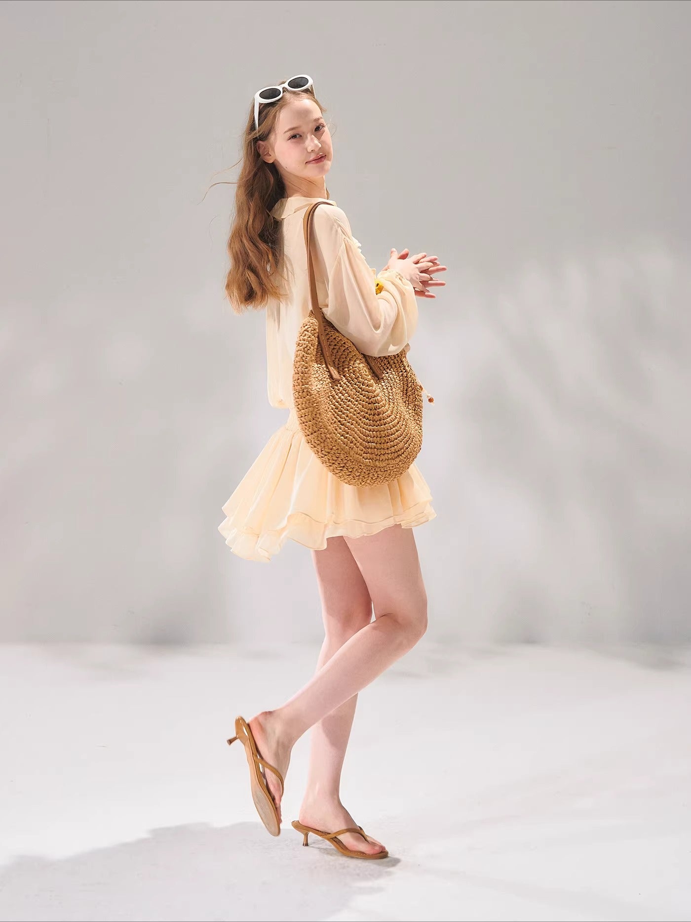 Beaded Ruffle Chiffon Dress