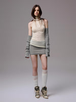 Solid Mohair High-Neck Sleeveless Vest