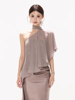 Draped Chiffon Halter Top