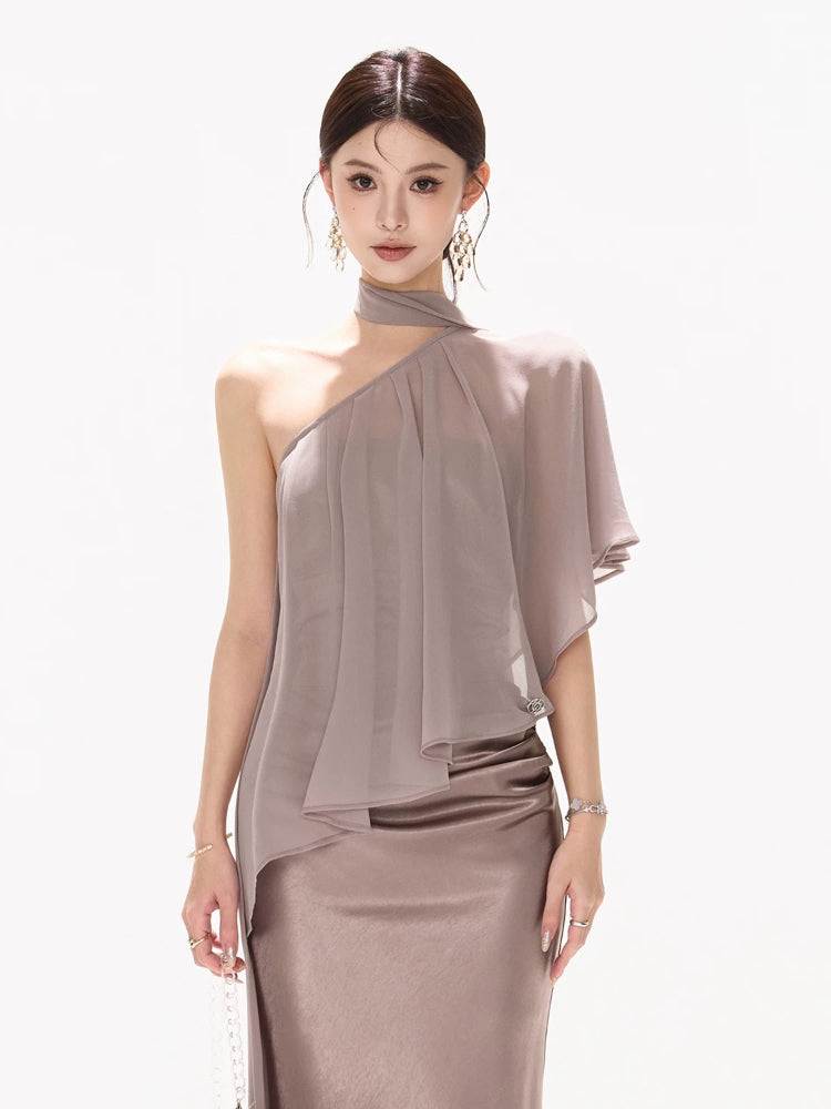 Draped Chiffon Halter Top
