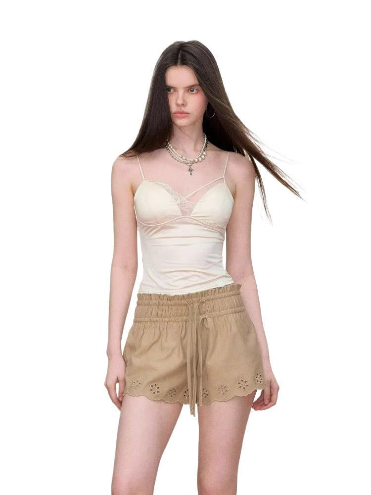 Lace Panel Satin Cami Top