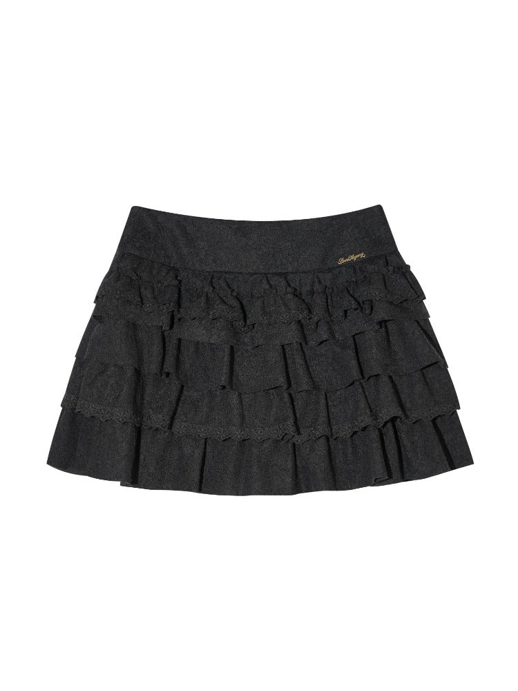 Retro Ballet Lace Tiered Mini Skirt