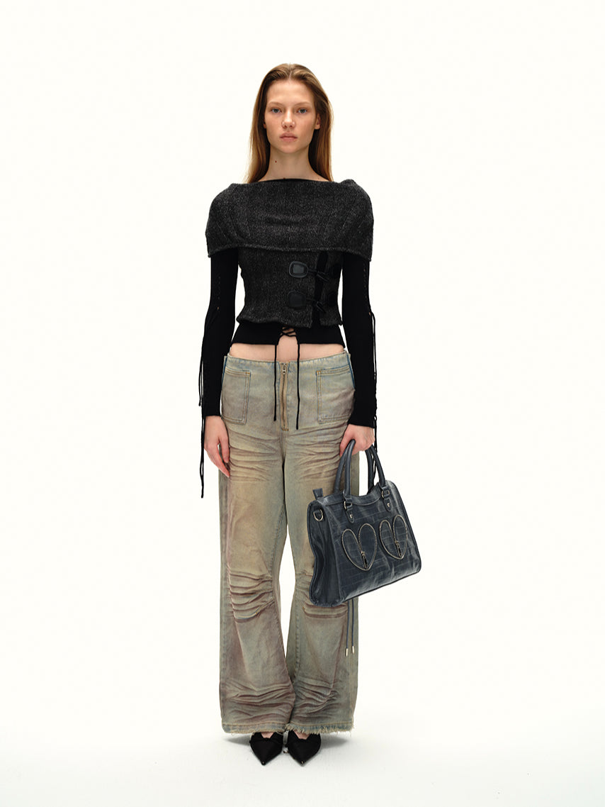 Vintage Grey Wide-Leg Jeans