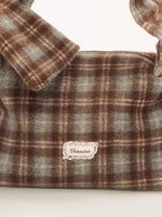 Brown Vintage Bow Plaid Bag