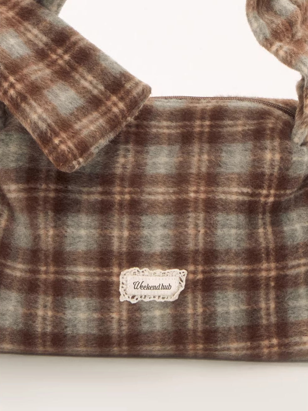 Brown Vintage Bow Plaid Bag