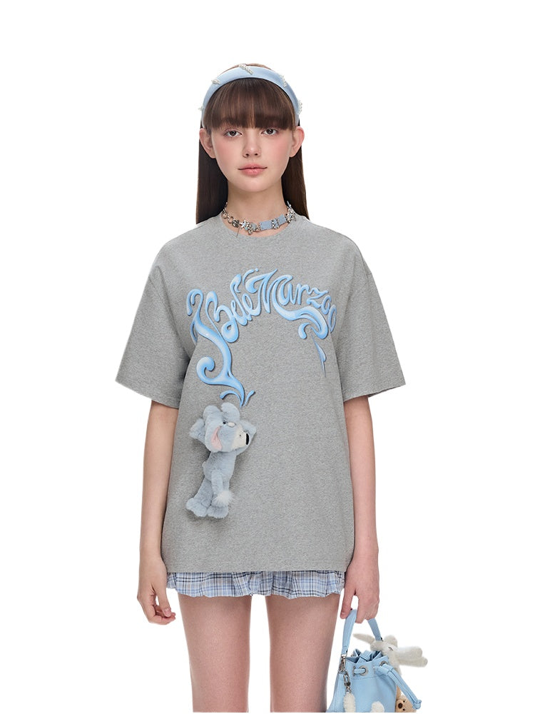 Elephant Bear Print Logo Cotton T-shirt