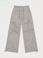 Drawstring Wide-Leg Cargo Workout Pants