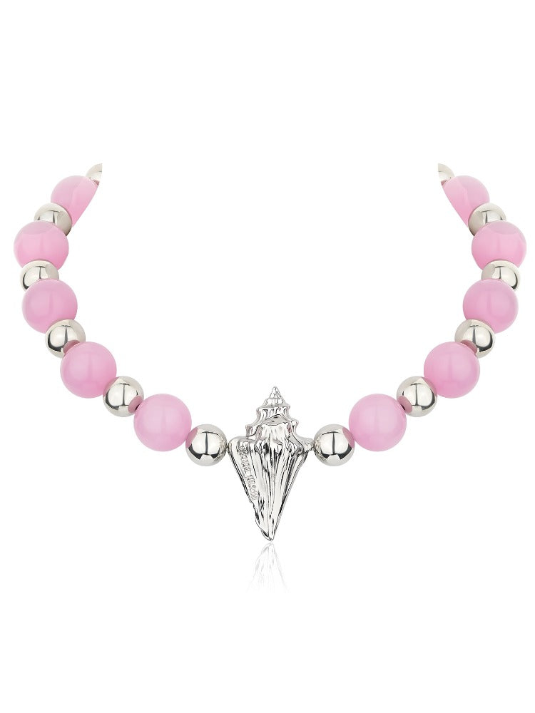 Pink Crystal Seashell Star Choker