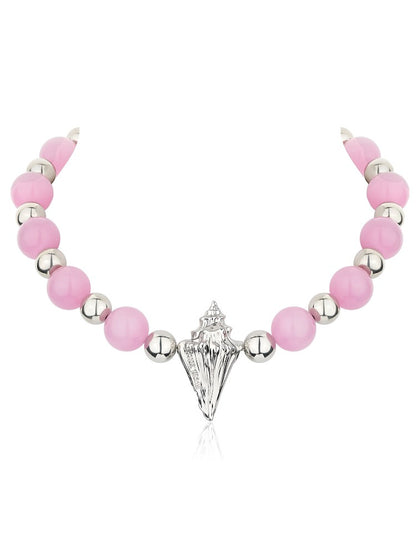 Pink Crystal Seashell Star Choker
