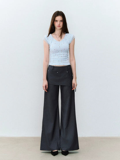 Mesh Panel V-Neck T-shirt