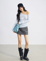 Irregular Off-Shoulder Butterfly T-shirt