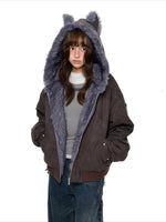 Faux Suede Cat Ear Jacket