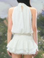White Polka Dot Halter Dress