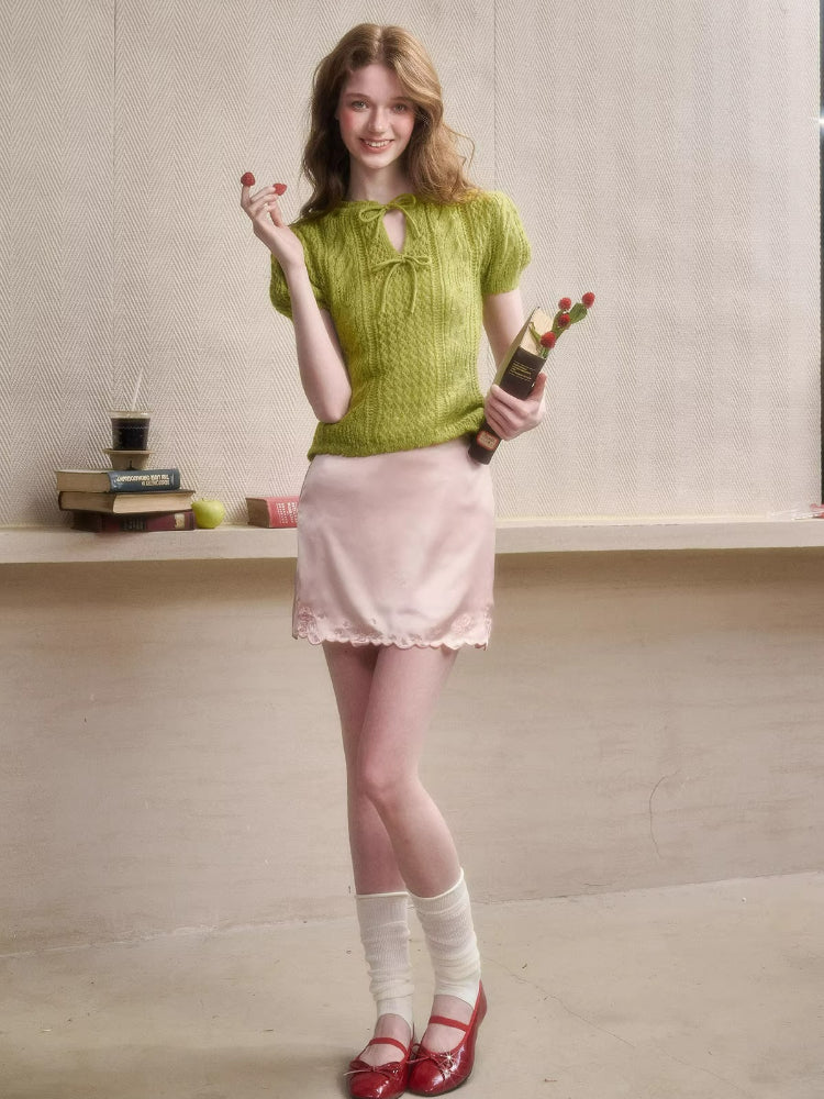 Mohair Wool Openwork Knit Sweater